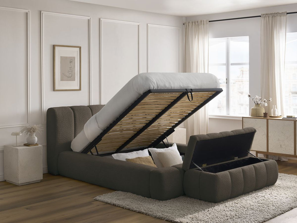 Denali - Lit Coffre - Tissu Bouclette + Bout De Lit
