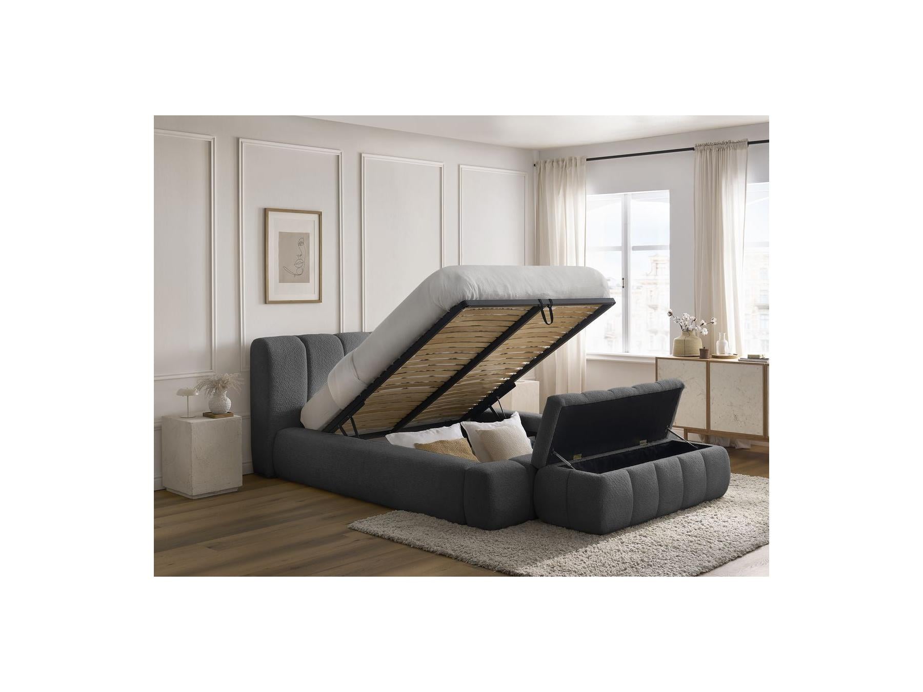 Denali - Lit Coffre - Tissu Bouclette + Bout De Lit
