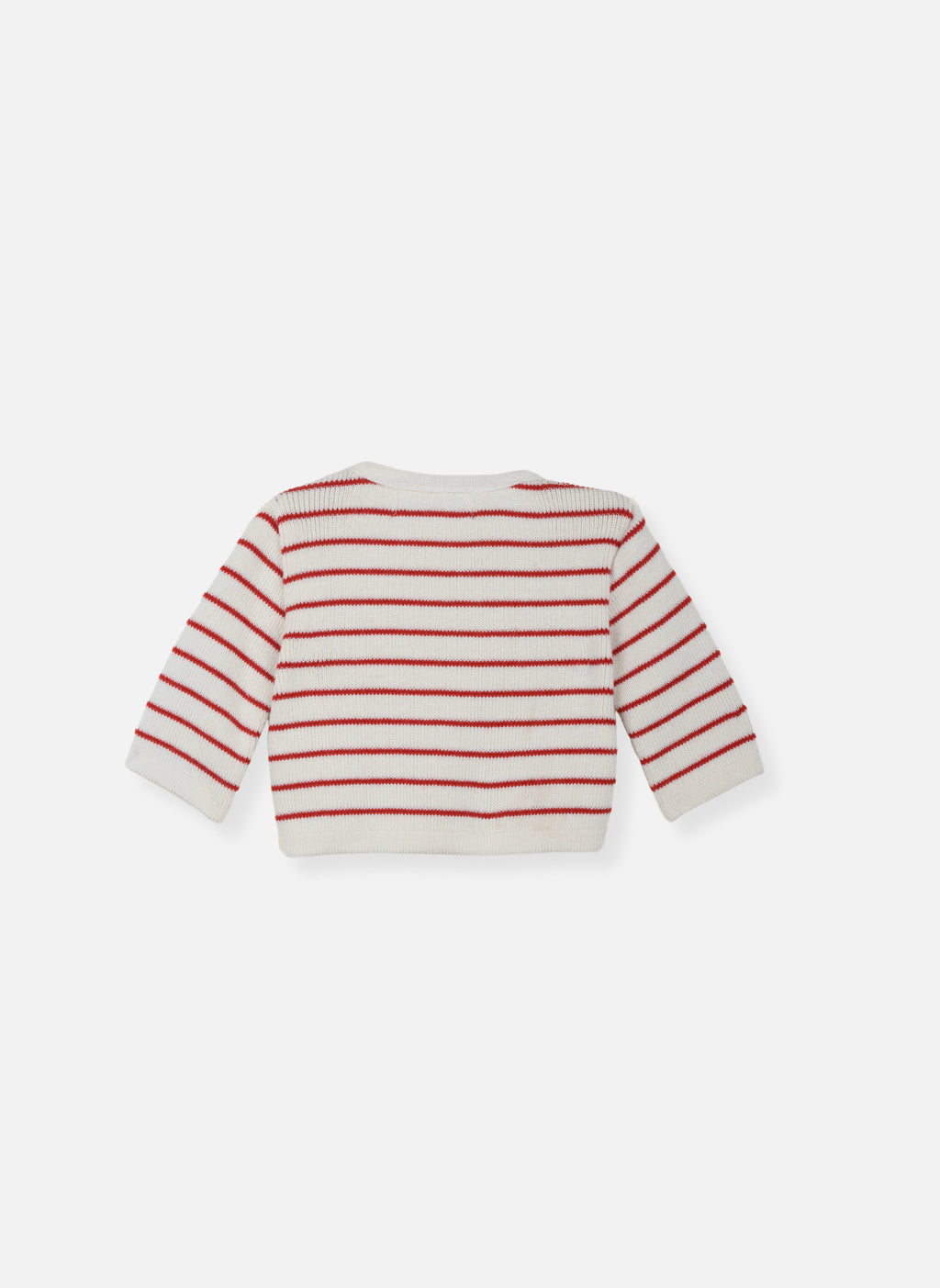 Cardigan En Laine Mélangée Petits Marins - Écru À Rayures Rouges