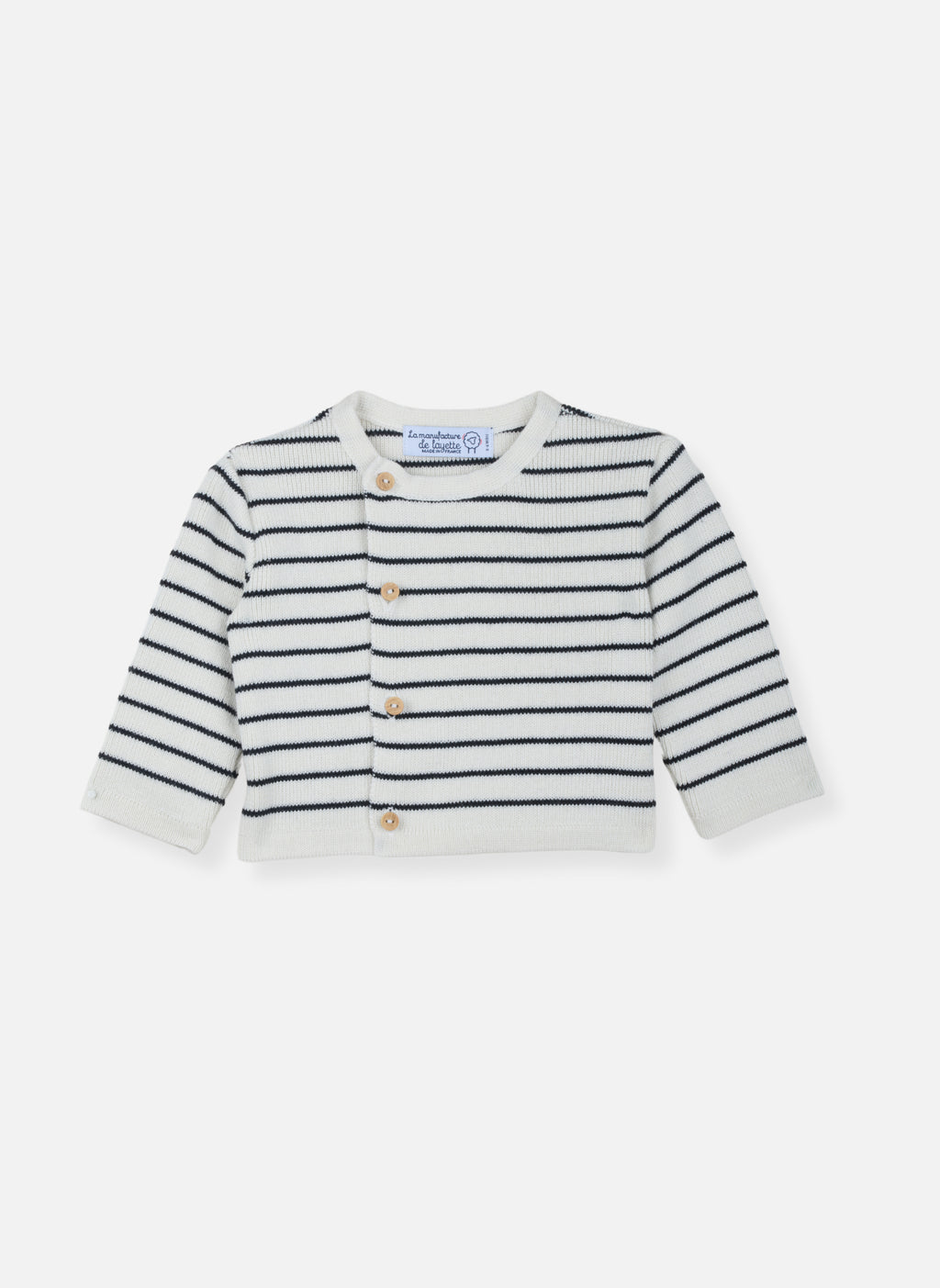Cardigan En Laine Mélangée Petits Marins - Écru À Rayures Marines
