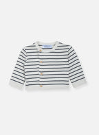 Cardigan En Laine Mélangée Petits Marins - Écru À Rayures Marines