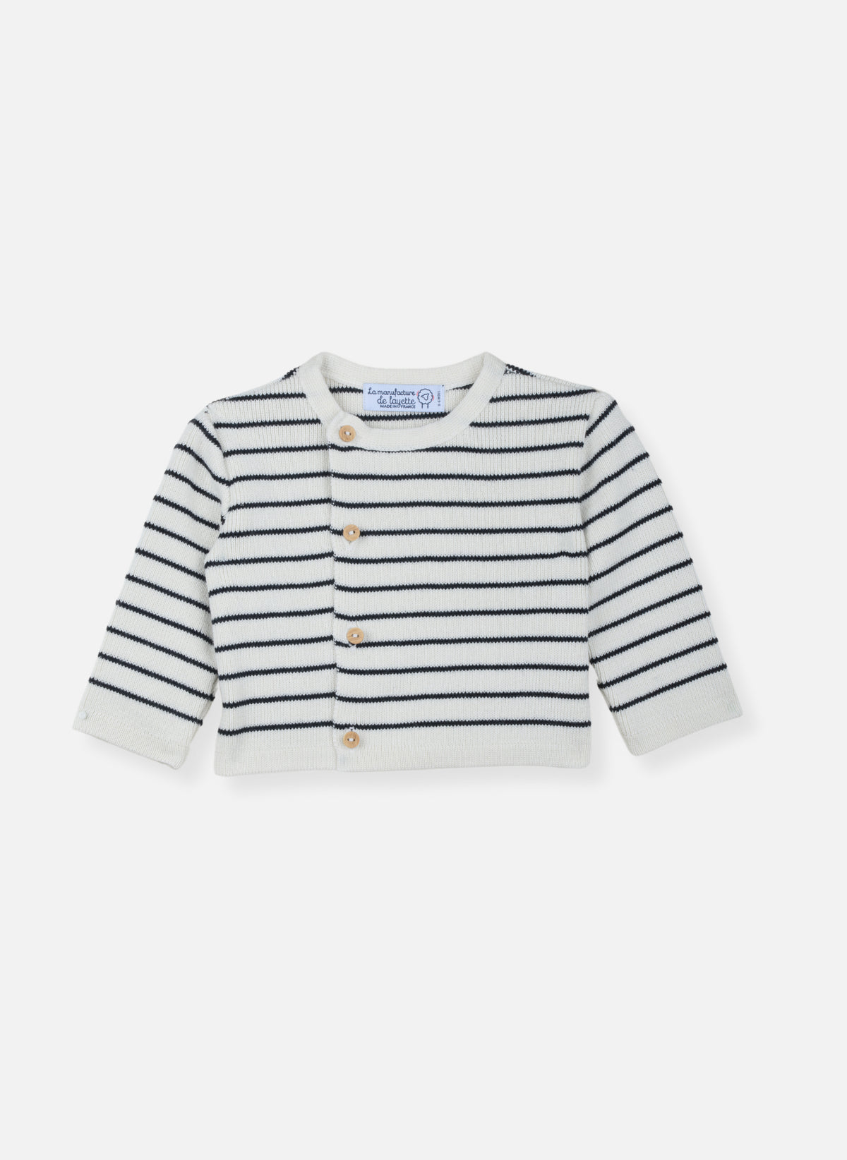 Cardigan En Laine Mélangée Petits Marins - Écru À Rayures Marines