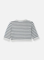 Cardigan En Laine Mélangée Petits Marins - Écru À Rayures Marines