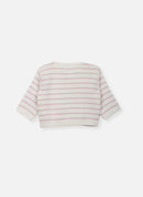 Cardigan En Laine Mélangée Petits Marins - Écru À Rayure Rose Perle