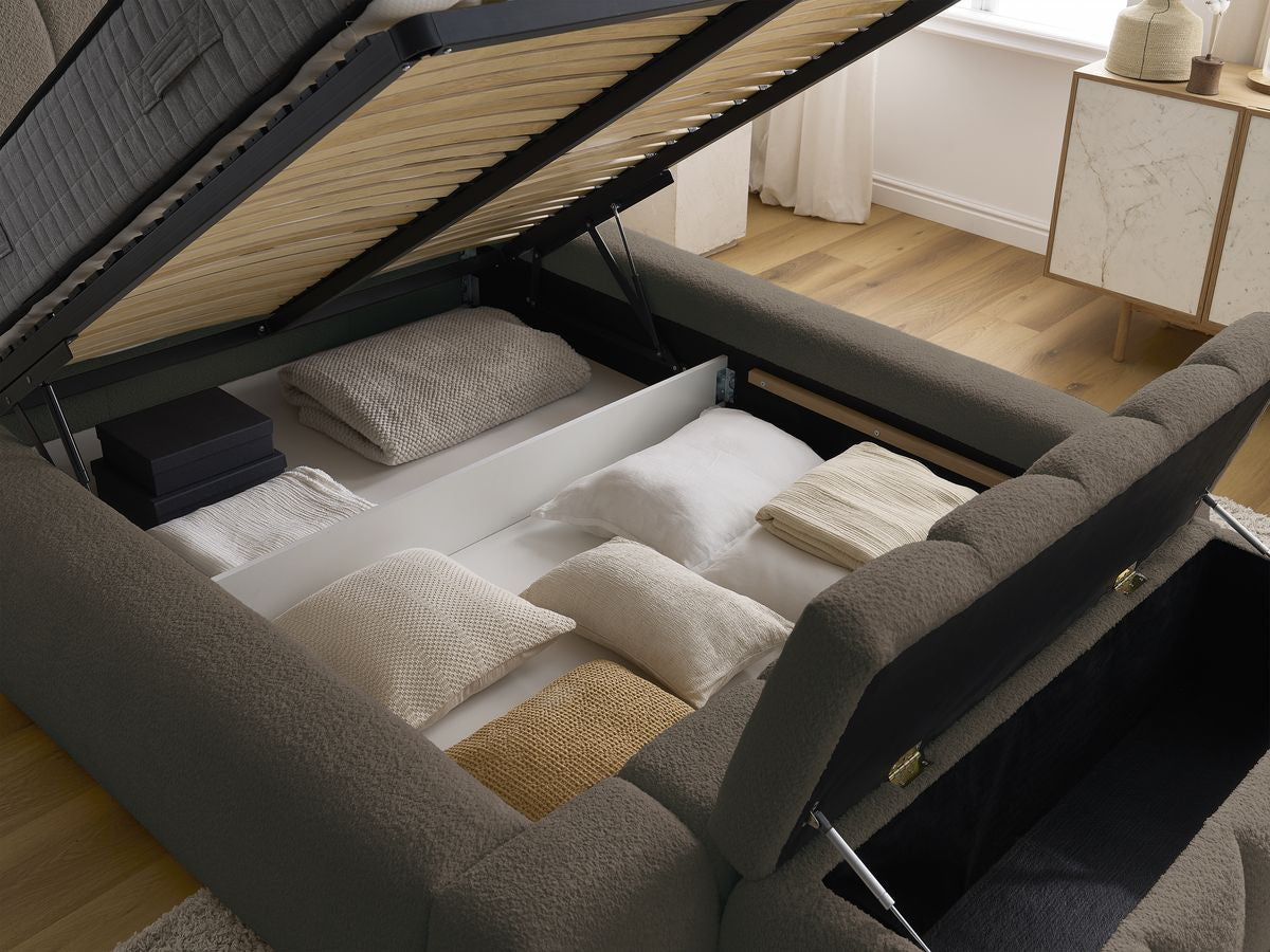 Denali - Lit Coffre - Tissu Bouclette + Bout De Lit