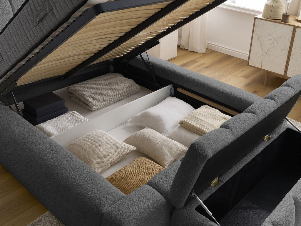 Denali - Lit Coffre - Tissu Bouclette + Bout De Lit