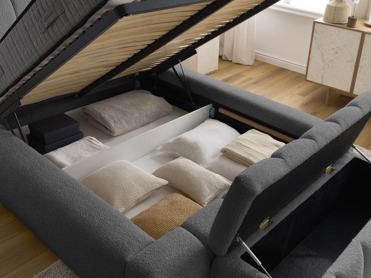 Denali - Lit Coffre - Tissu Bouclette + Bout De Lit
