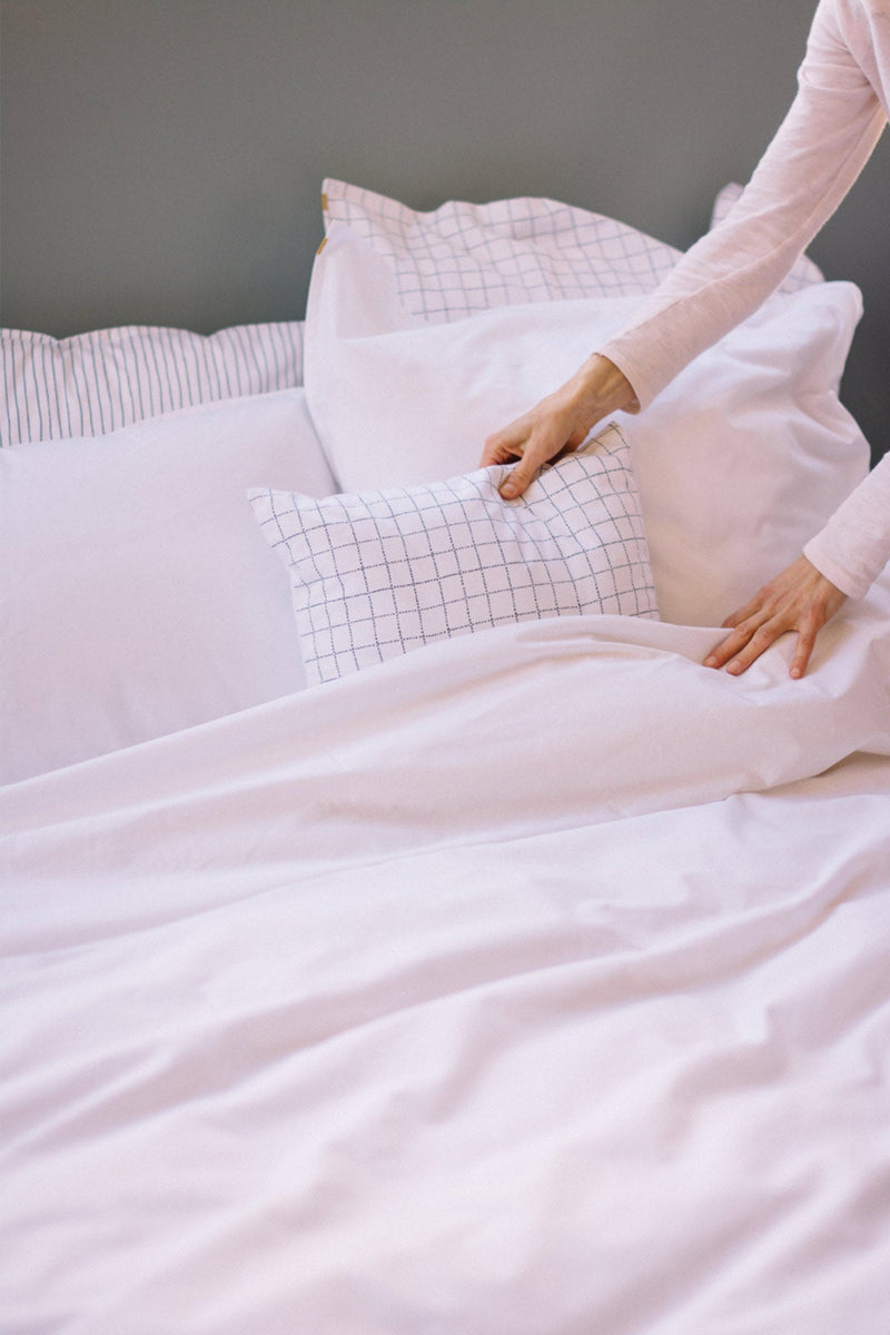 Housse de couette percale de coton unie blanche Les pensionnaires