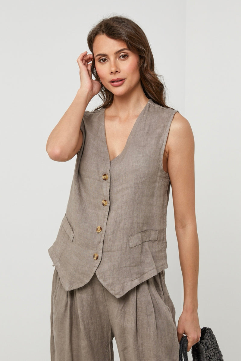 Chaleco - Taupe - Mujer