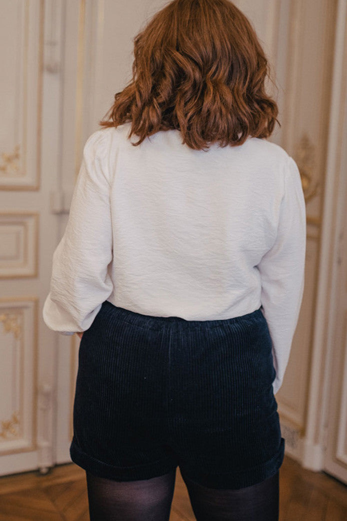 Gabin Navy Velvet Shorts