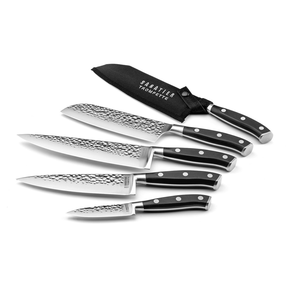 Carbon - Couteau D'Office Martelé Avec Protection De Lame - 9cm