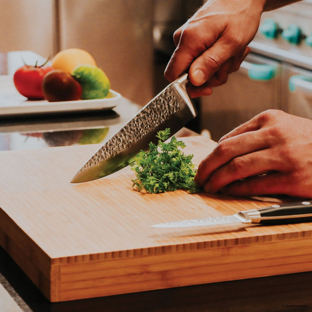 Carbon - Couteau Santoku Martelé Avec Protection De Lame - 18cm