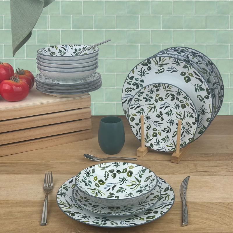 18 Piece Service - Syracuse - White And Green