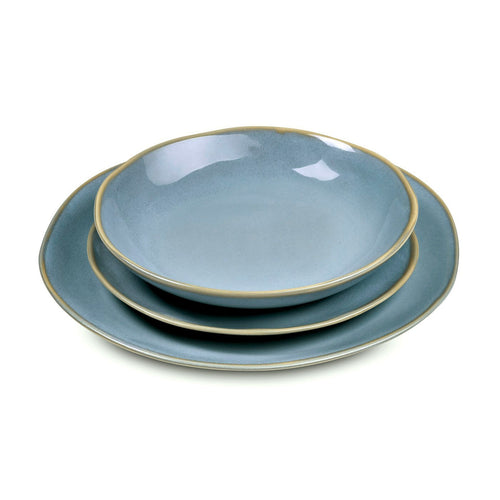 Egée - Service 18 Pièces - Grès - Bleu