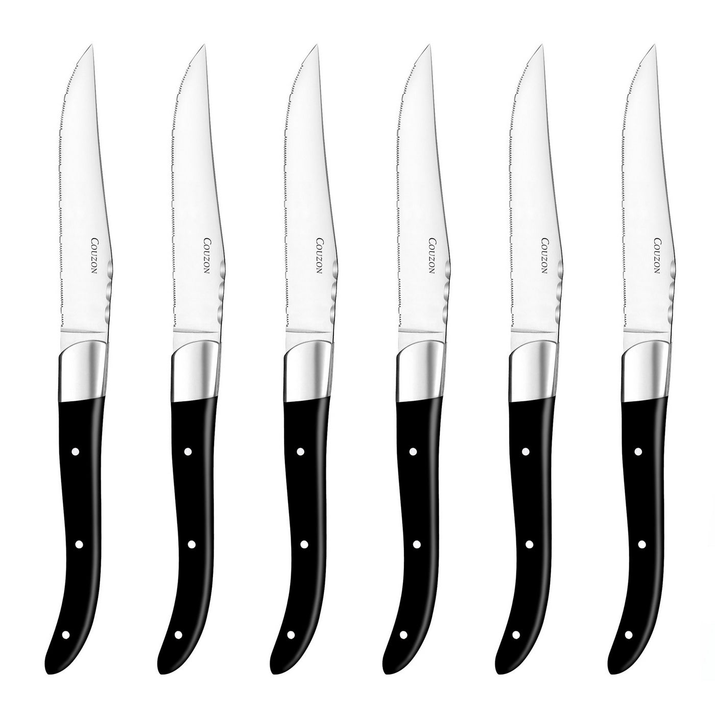 Riviera - Set of 6 Steak Knives - Stainless Steel/Abs Handle - Black