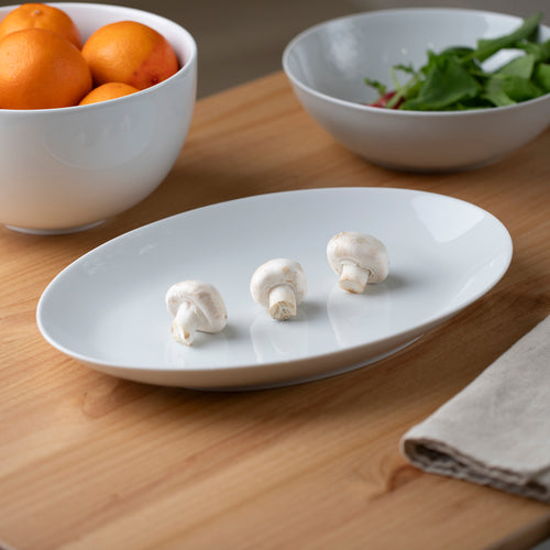 Côme - Plat Ovale 38 X 24 Cm - Porcelaine - Blanc