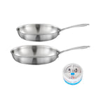 Gourmet - Lot De 2 Poêles Inox 24/28cm + 1 Pierre D'Argent Citron 300g (Entretien De L'Inox)