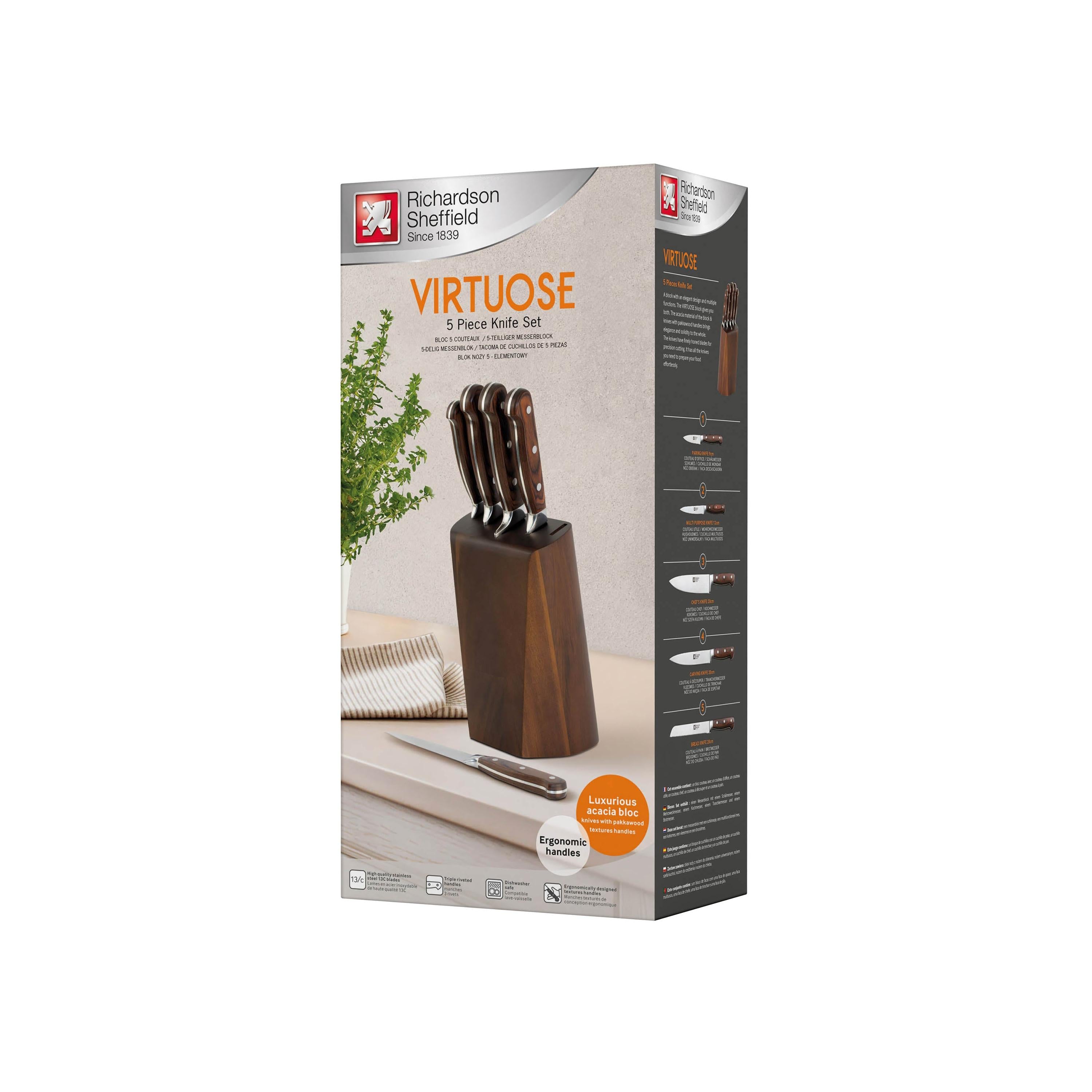 Virtuose - Bloc 5 Couteaux De Cuisine