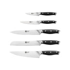 Grand Chef - Bloc 5 Couteaux De Cuisine - Noir Et Bois