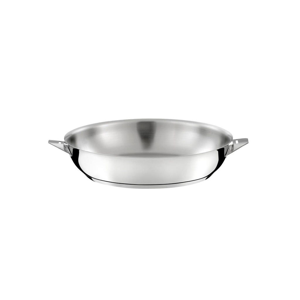 Eclipse - Set of 2 Frying Pans 24-28cm Mirror Finish + Removable Handle - Stainless Steel