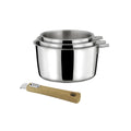 Malice - Série De 3 Casseroles Avec Poignée Effet Bois Clair - 16/18/20cm - Inox