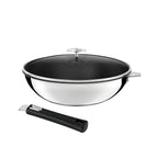 Malice - Wok 28 Cm - Ceramic Coating, Lid & Handle - Black