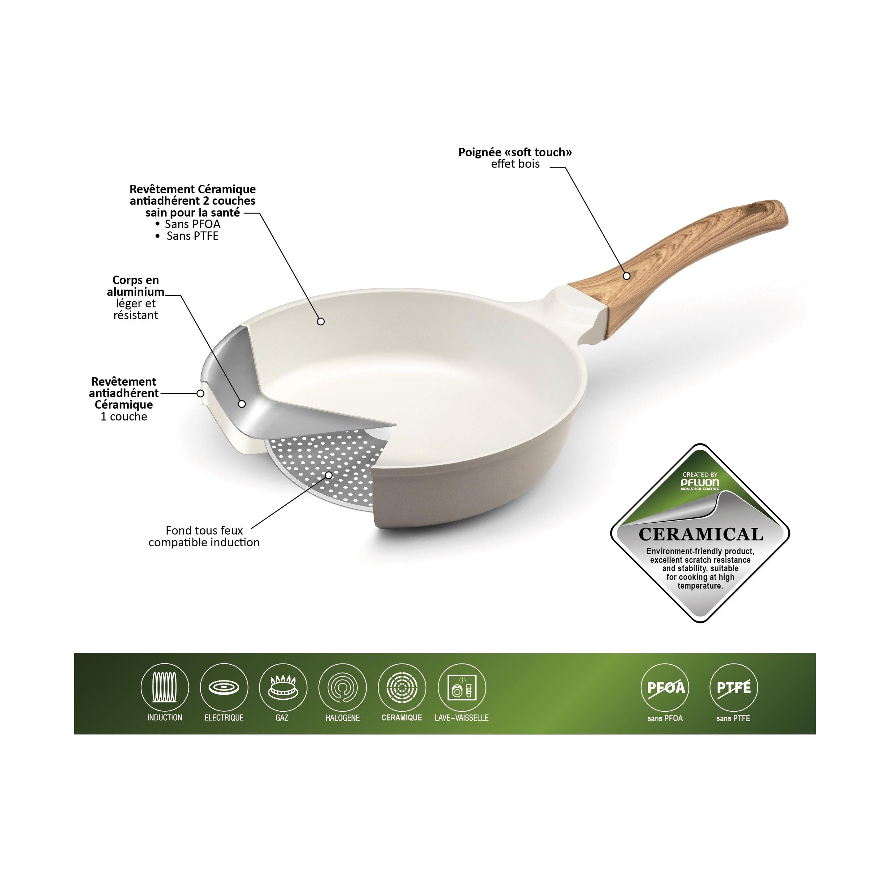 Mythic - 24 cm Sauté Pan - White Ceramic Coating
