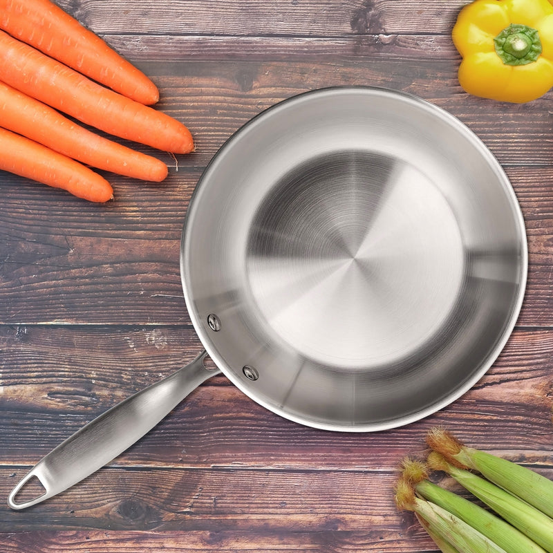 Gourmet - Lot De 1 Poêle Inox 28cm, 1 Sauteuse Inox 24 cm, 1 Pierre D'Argent® Citron 300 G (Entretien De L'Inox)