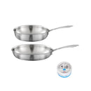 Gourmet - Lot De 1 Poêle Inox 28cm, 1 Sauteuse Inox 24 cm, 1 Pierre D'Argent® Citron 300 G (Entretien De L'Inox)