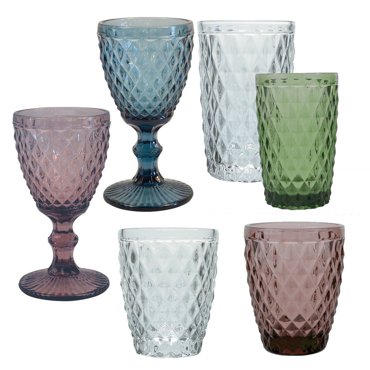 Strass Pourpre - Lot De 6 Gobelets 22 Cl - Verre Pressé - Pourpre