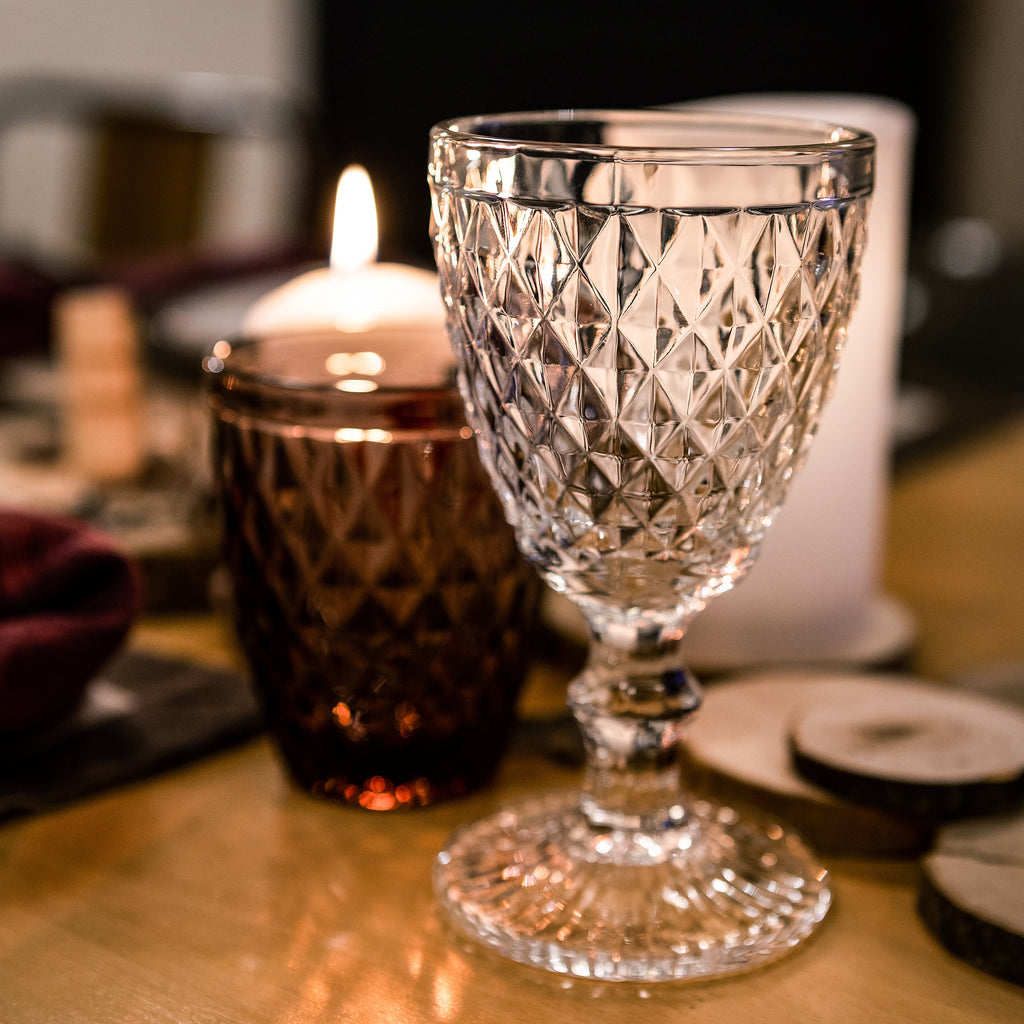 Strass Pourpre - Lot De 6 Gobelets 22 Cl - Verre Pressé - Pourpre