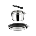 Malice - 6-Piece Set - 3 Saucepans + 2 Frying Pans Ceramic Coating + 1 Handle - Black