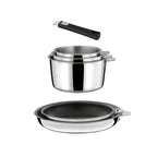 Malice - 6-Piece Set - 3 Saucepans + 2 Frying Pans Ceramic Coating + 1 Handle - Black