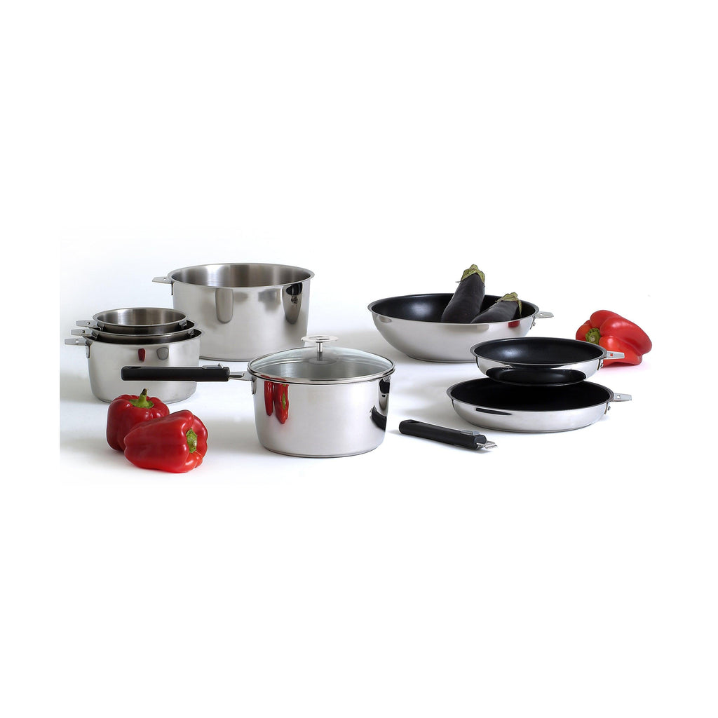 Malice - 6-Piece Set - 3 Saucepans + 2 Frying Pans Ceramic Coating + 1 Handle - Black