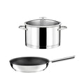 Elysée - 1 Stainless Steel Stockpot 24cm + Lid + 1 Frying Pan 28cm Ceramic Coating