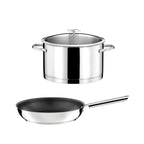 Elysée - 1 Stainless Steel Stockpot 24cm + Lid + 1 Frying Pan 28cm Ceramic Coating