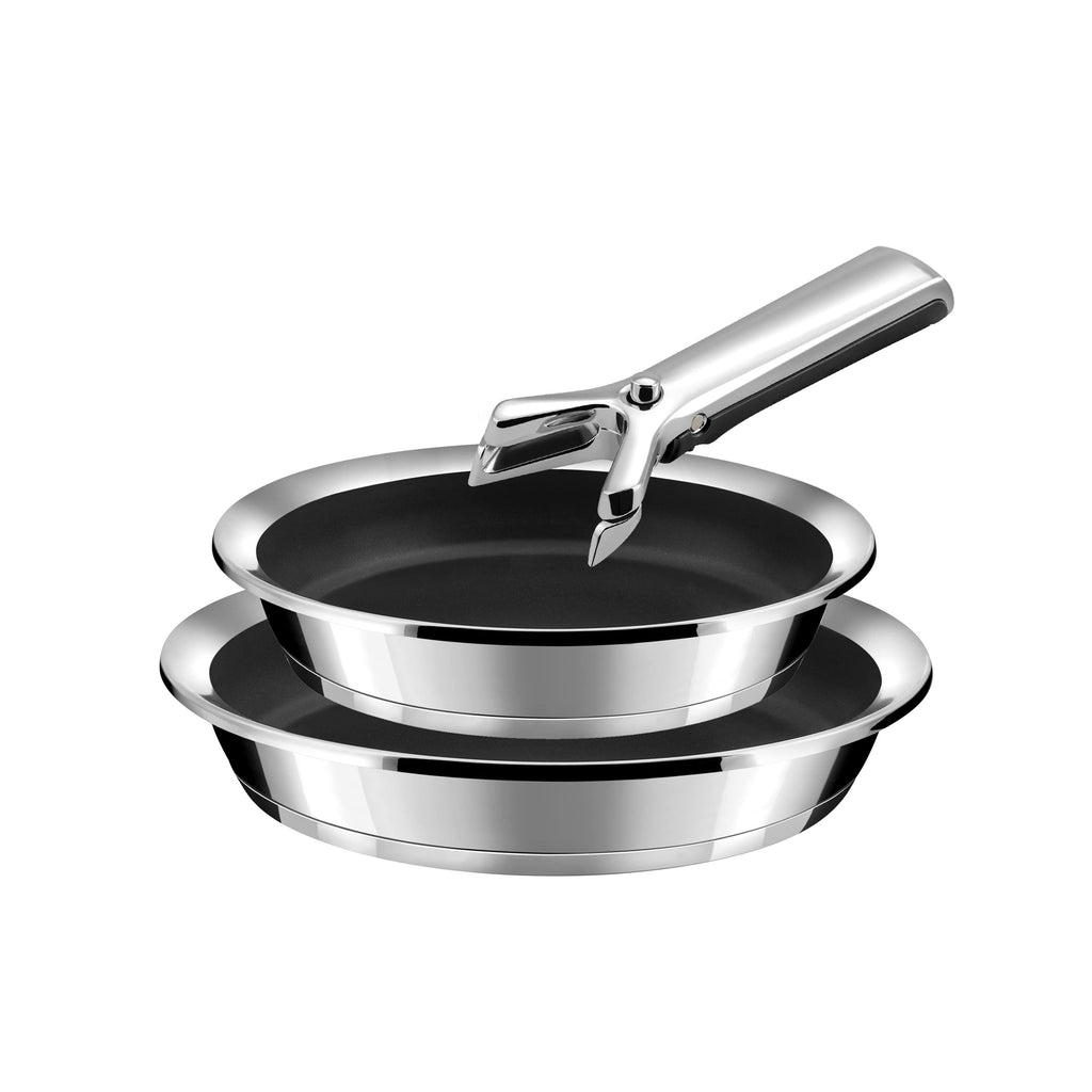 Ycône - 2 Frying Pans - Ceramic Coating 24/28cm + 1 Handle