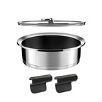 Ycône - Lot 1 Sauteuse Revêtement Céramique 24cm + 2 Anses + 1 Couvercle