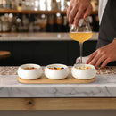 Set De 3 Coupelles Apéritives En Céramique Avec Plateau En Bambou - Tapas - Blanc Et Bois Clair