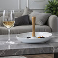 Tapas - Servidor de Aperitivo Redondo de Cerámica - Cerámica/Bambú - Blanco/Madera Clara
