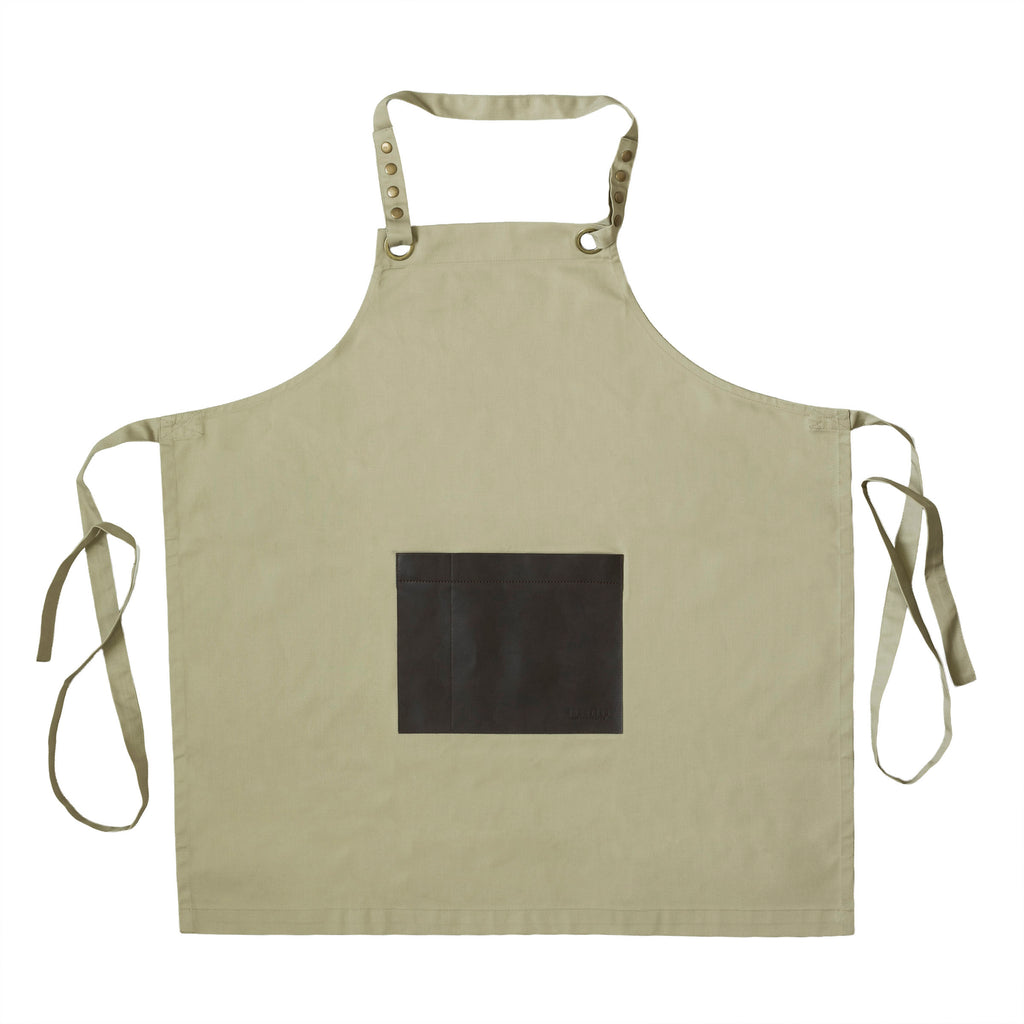 Honoré - Tablier Tissu Et Cuir - Beige