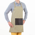 Honoré - Tablier Tissu Et Cuir - Beige