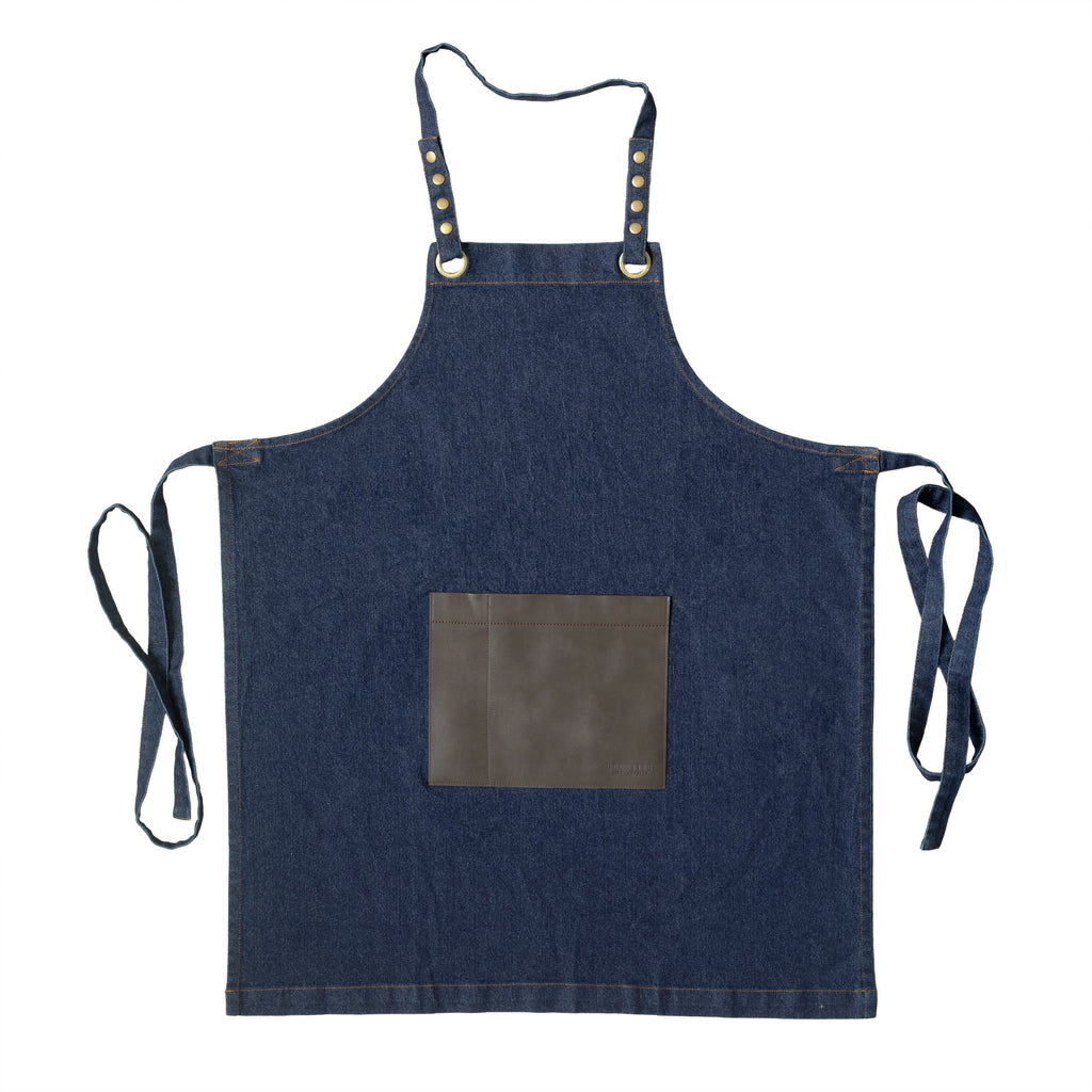 Honoré - Tablier Tissu Et Cuir - Denim