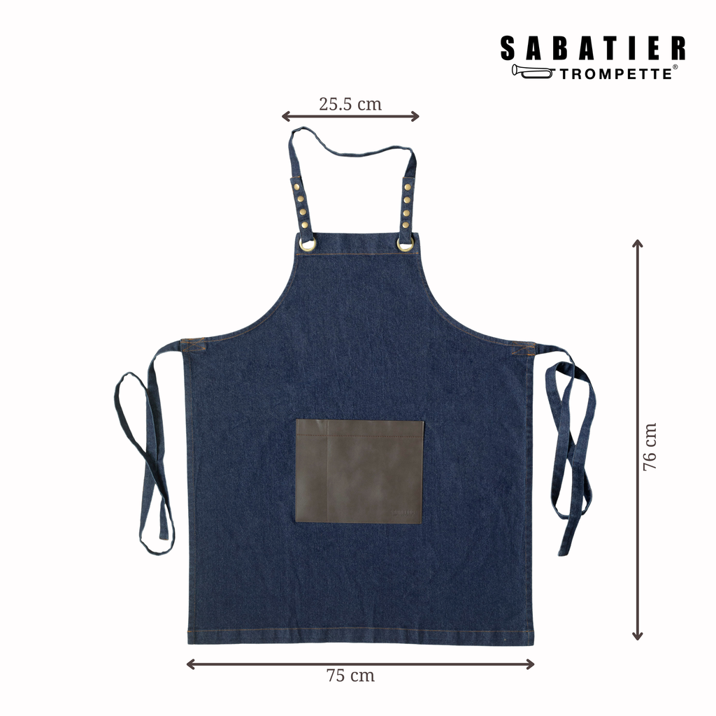 Honoré - Tablier Tissu Et Cuir - Denim
