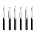 Kasaro - Juego de 6 cuchillos para carne - Acero molibdeno-vanadio X50Crmov15 - Negro