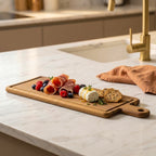 Célestin - Rectangular Chopping Board 48 x 17 x 1.5 cm with Drip Groove and Handle - Wood