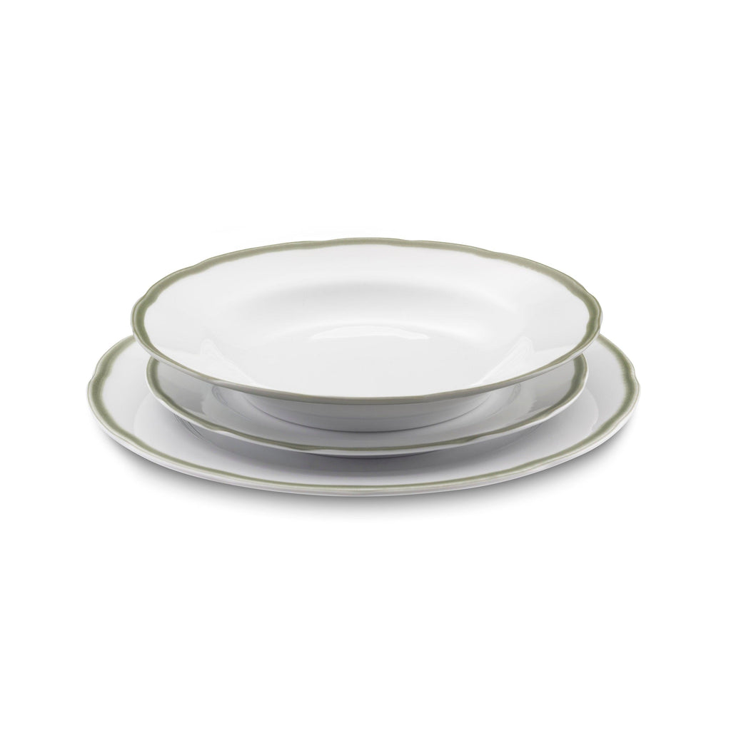 Scala Vert - Servicio de 18 piezas - Porcelana - Blanco/Verde