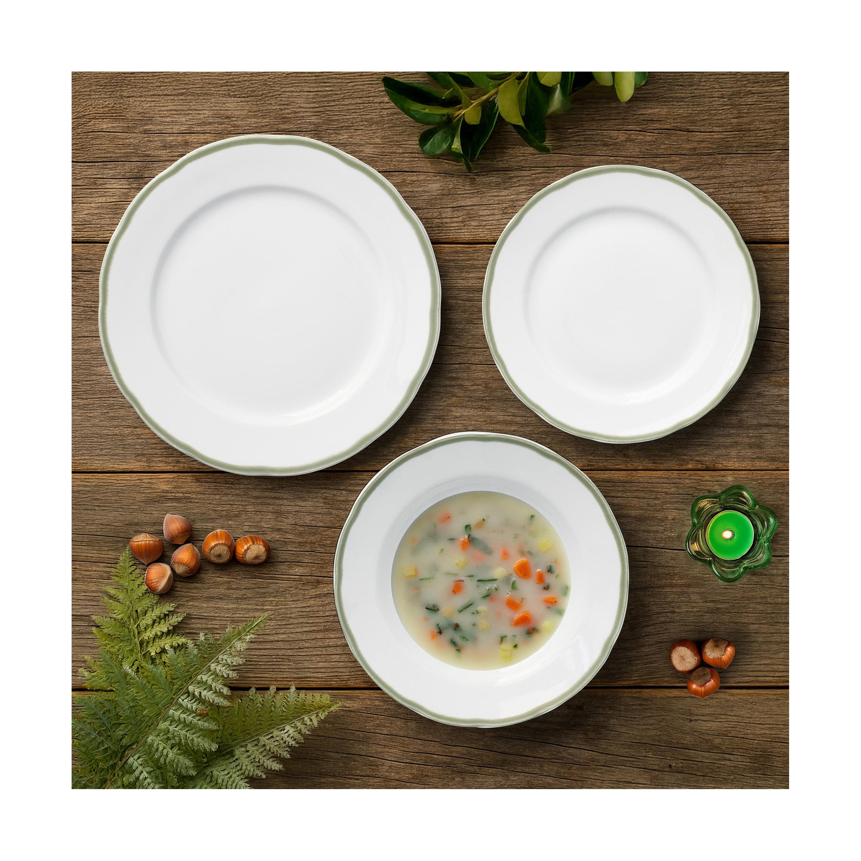 Scala Vert - Servicio de 18 piezas - Porcelana - Blanco/Verde