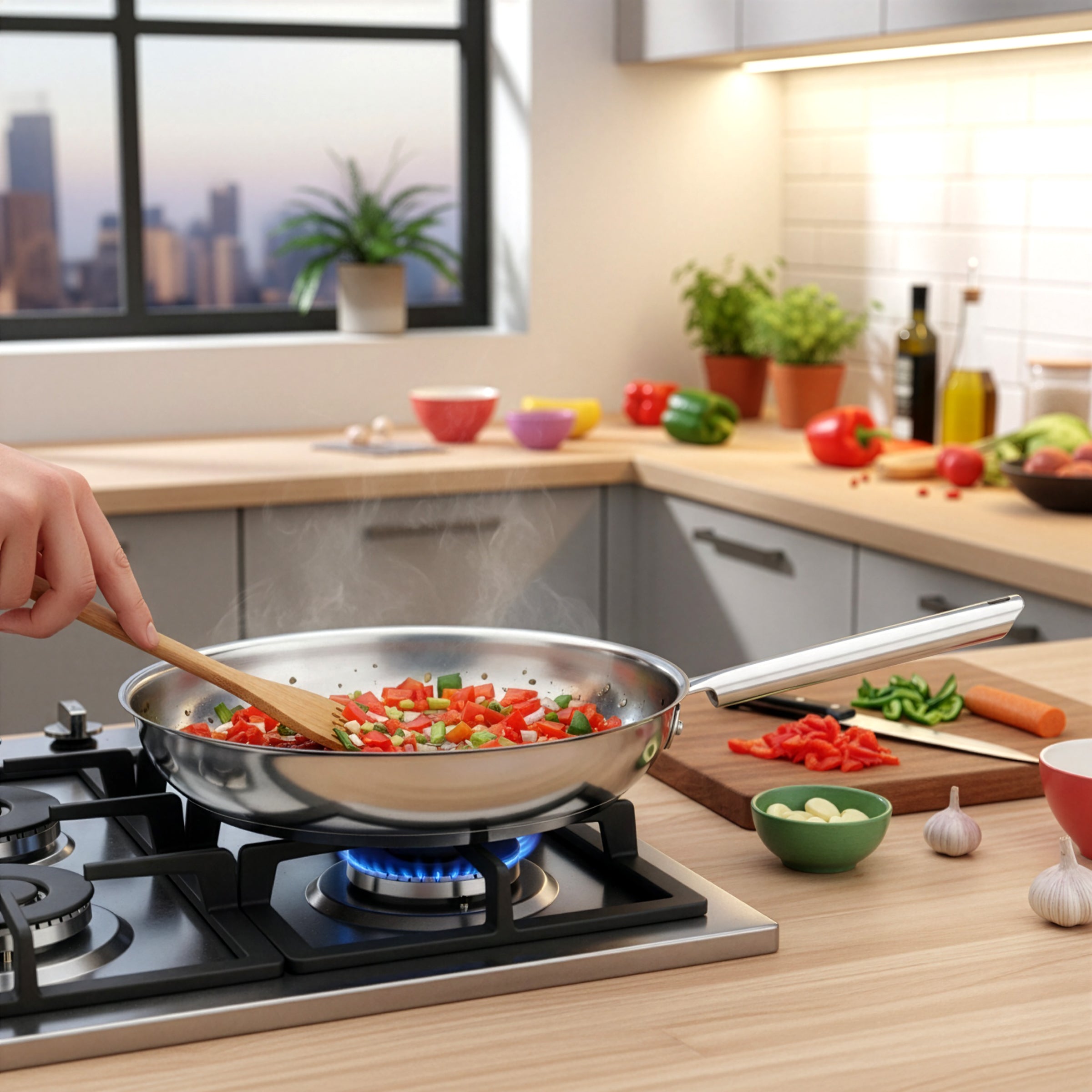 Elysée - Poêle 24Cm Inox Finition Miroir - Noir