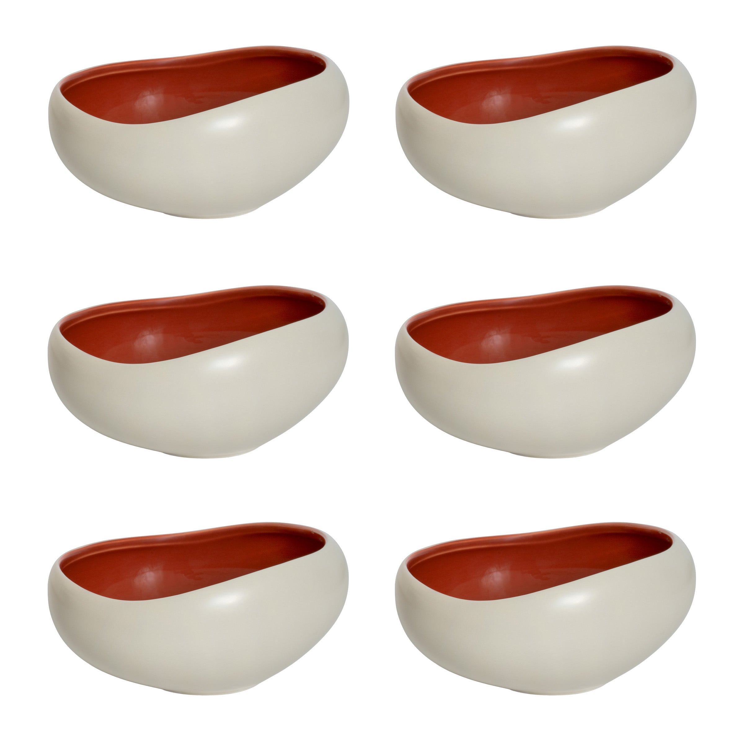 Kyma - 6 Bowls 14cm - Porcelain - Red Cade